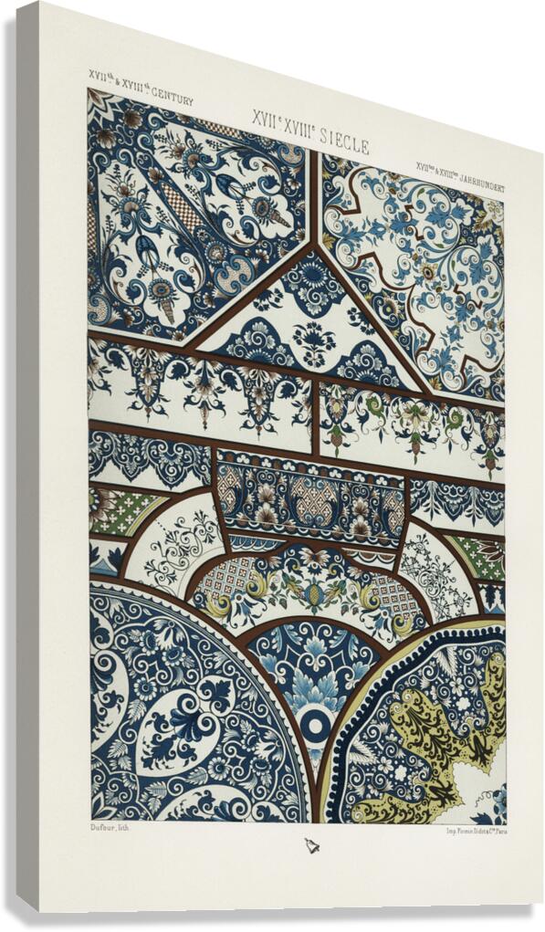 17th and 18th Century pattern. 1888 edition Lornement Polychrome by Albert Racine 1825–1893. Canvas Print