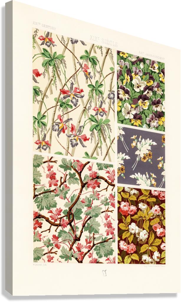 19th Century pattern Lornement Polychrome 1888 by Albert Racinet 1825&ndash1893. 1888 edition. Canvas Print
