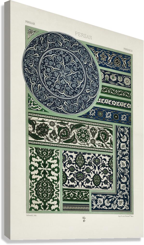 Persian pattern. 1888 edition Lornement Polychrome by Albert Racine 1825–1893. Canvas Print