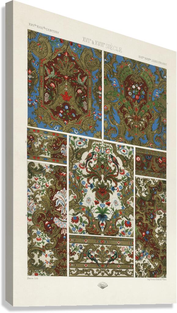 17th and 18th Century pattern. 1888 edition Lornement Polychrome by Albert Racine 1825–1893. Canvas Print