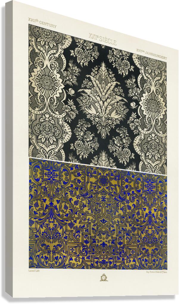 17th Century pattern. 1888 edition Lornement Polychrome by Albert Racine 1825–1893. Canvas Print