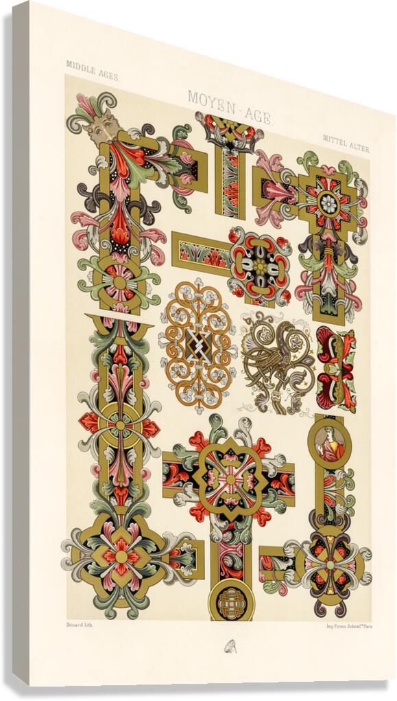 Middle-Ages pattern. 1888 edition Lornement Polychrome by Albert Racine 1825–1893. Canvas Print