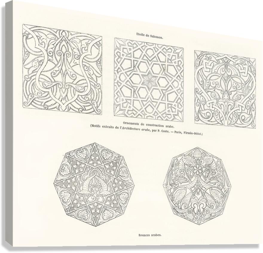 Antique Arabic design. 1888 edition Lornement Polychrome by Albert Racine 1825–1893. Canvas Print