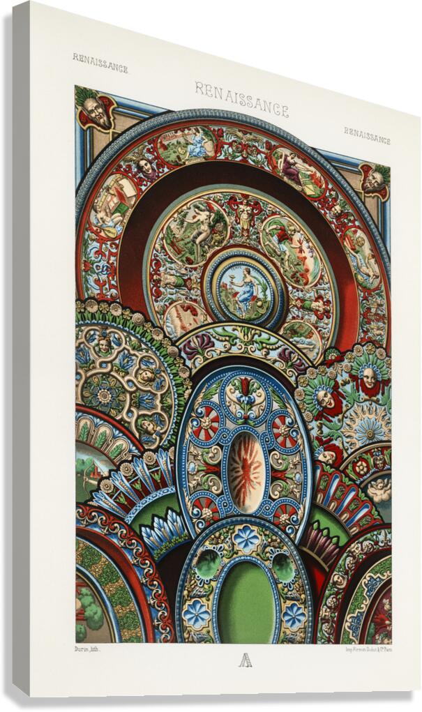 Renaissance pattern. 1888 edition Lornement Polychrome by Albert Racine 1825–1893. Canvas Print