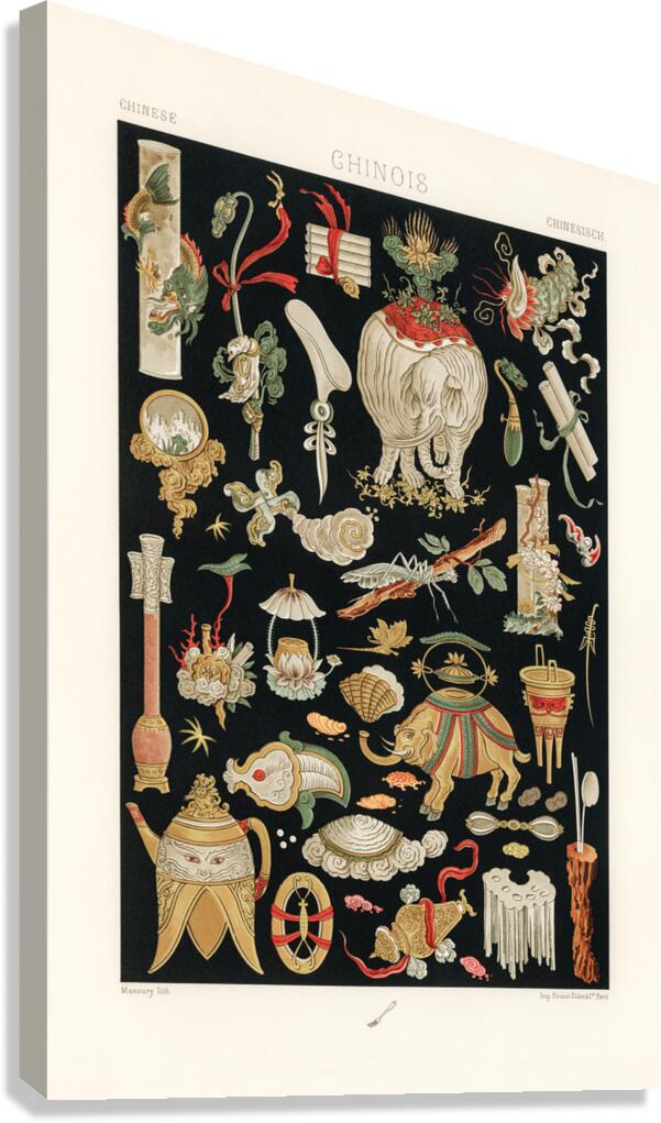 Chinese pattern Lornement Polychrome 1888 by Albert Racinet 1825-1893. 1888 edition. Canvas Print