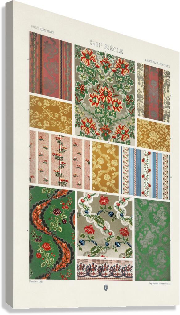 18th Century pattern. 1888 edition Lornement Polychrome by Albert Racine 1825–1893. Canvas Print