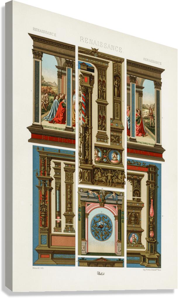 Renaissance pattern. 1888 edition Lornement Polychrome by Albert Racine 1825–1893. Canvas Print