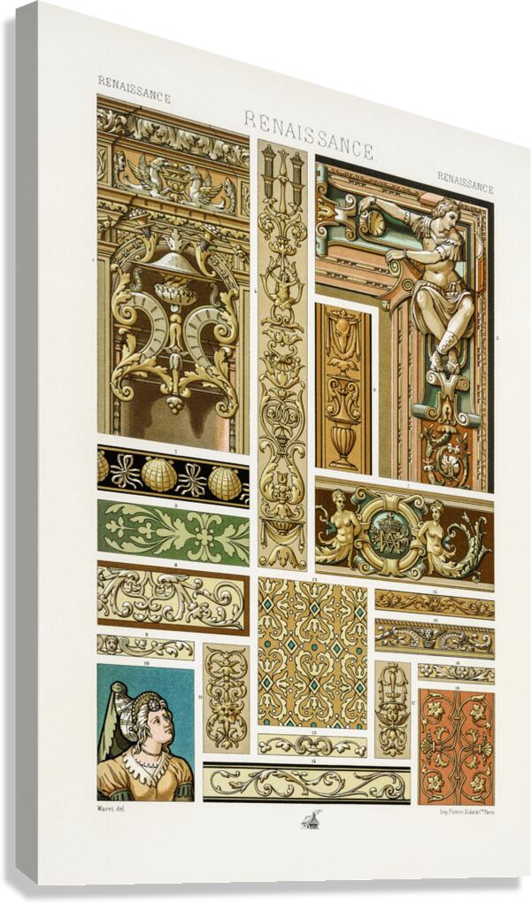 Renaissance pattern. 1888 edition Lornement Polychrome by Albert Racine 1825–1893. Canvas Print