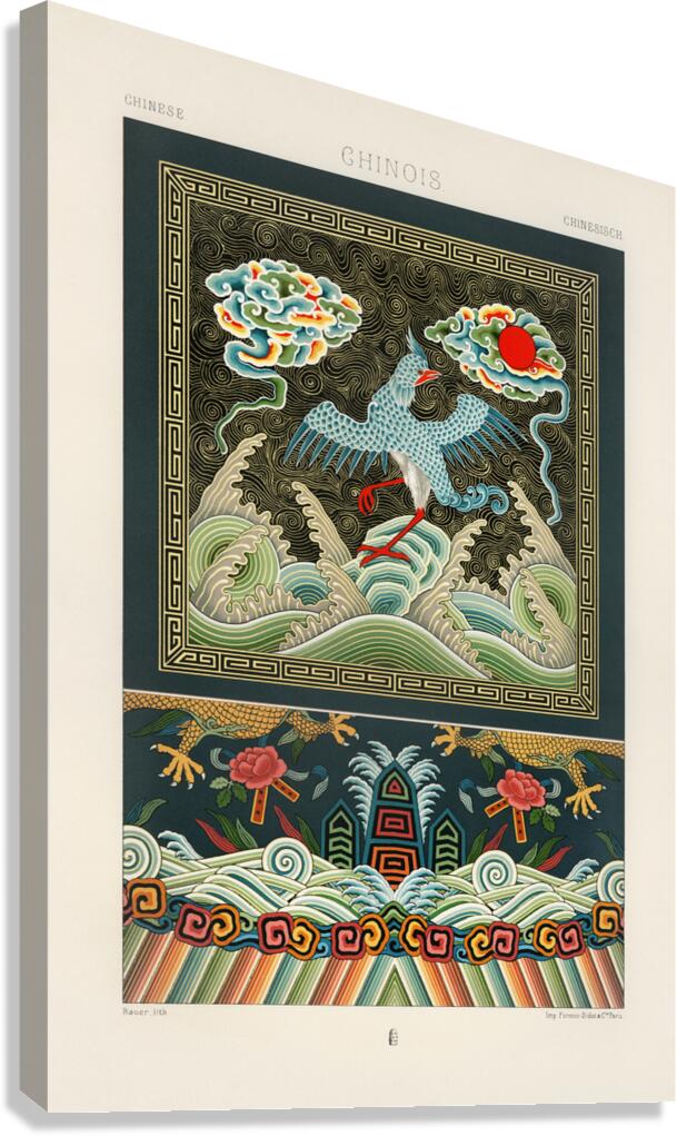 Chinese pattern Lornement Polychrome 1888 by Albert Racinet 1825-1893. 1888 edition. Canvas Print