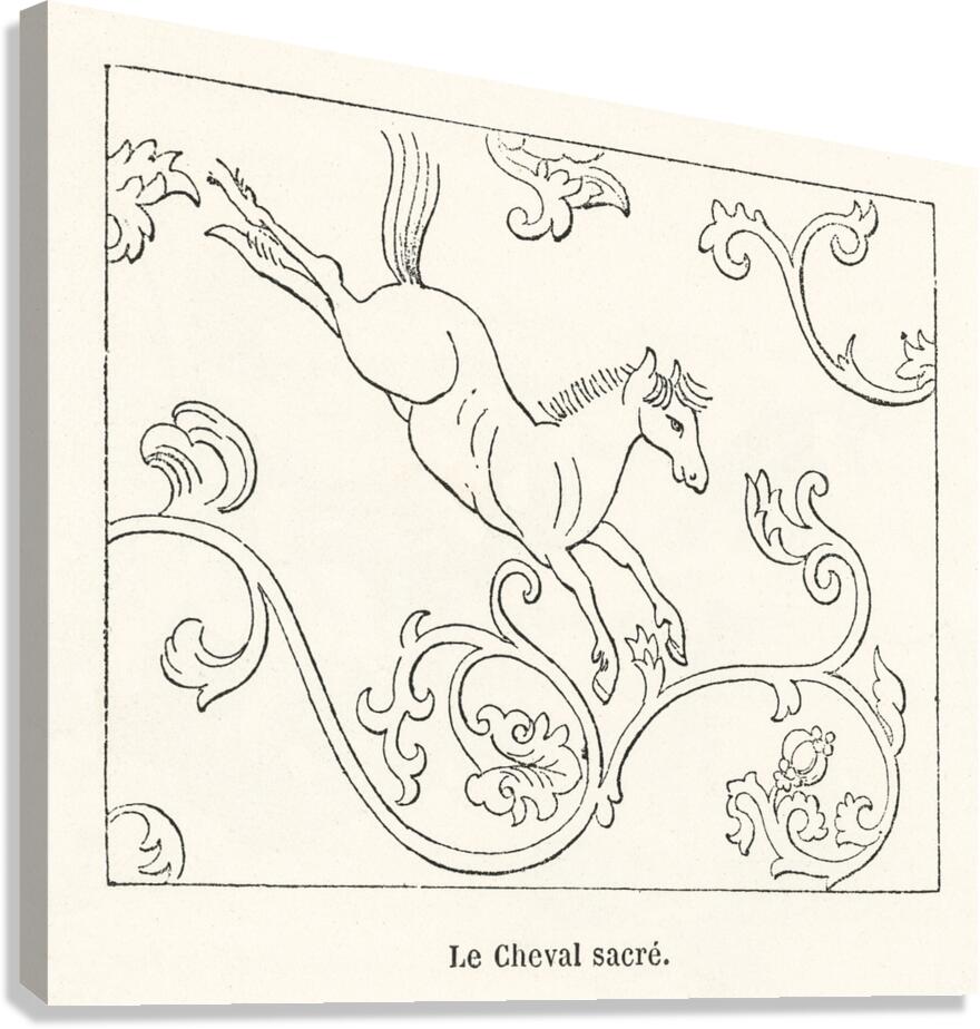 Sacred horse illustration. 1888 edition Lornement Polychrome by Albert Racine 1825–1893. Canvas Print