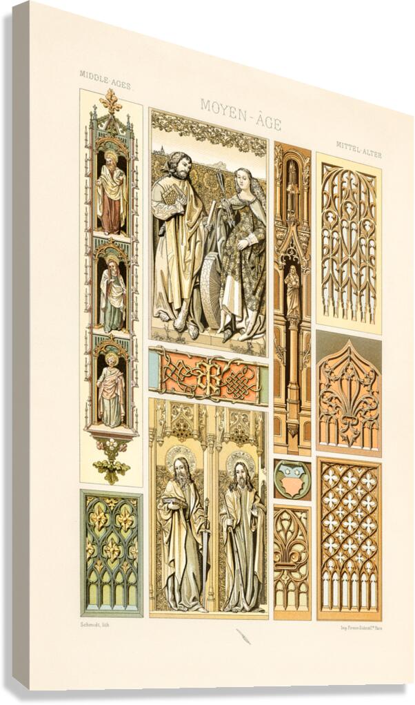 Middle-Ages pattern. 1888 edition Lornement Polychrome by Albert Racine 1825–1893. Canvas Print