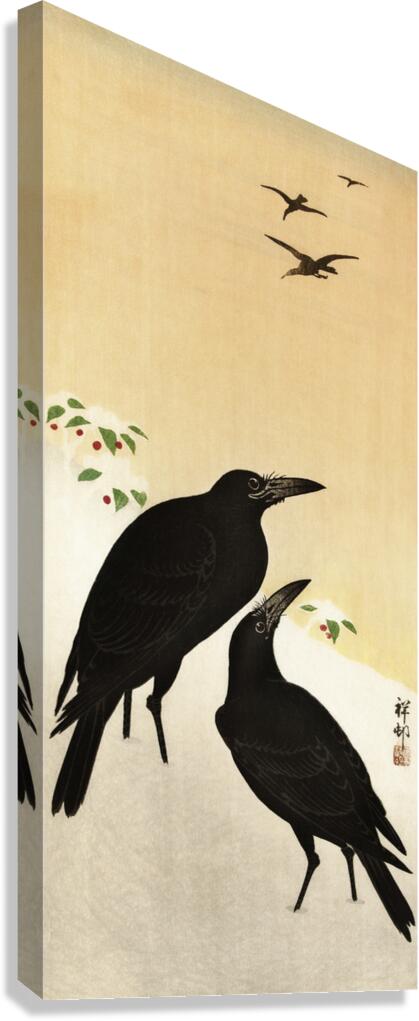 Crows in snow 1900 - 1936 by Ohara Koson 1877-1945. Canvas Print