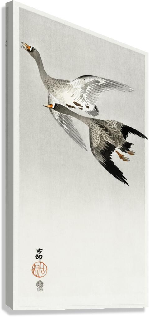 Great geese flying in the snow 1900 - 1910 by Ohara Koson 1877-1945. Canvas Print