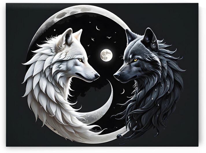 White Wolf  Black Wolf Yin Yang  Moon By ISHISH by IStockHistory com