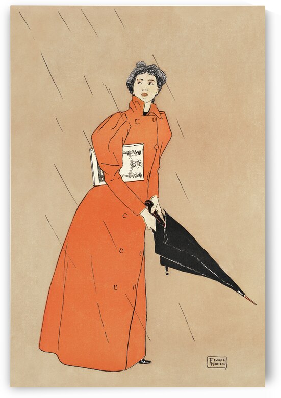 Woman holding umbrella 1894 by Edward Penfield by IStockHistory com