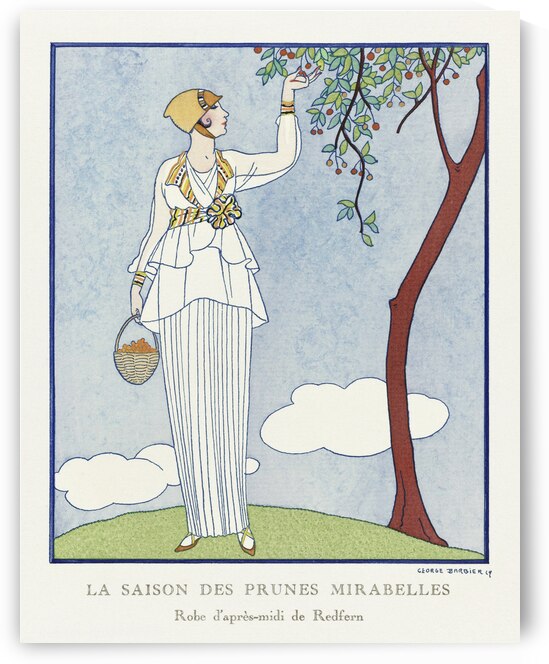 La saison des prunes mirabelles: Robe dapr&egraves-midi de Redfern 1914 fashion illustration  by George Barbier.  by IStockHistory com
