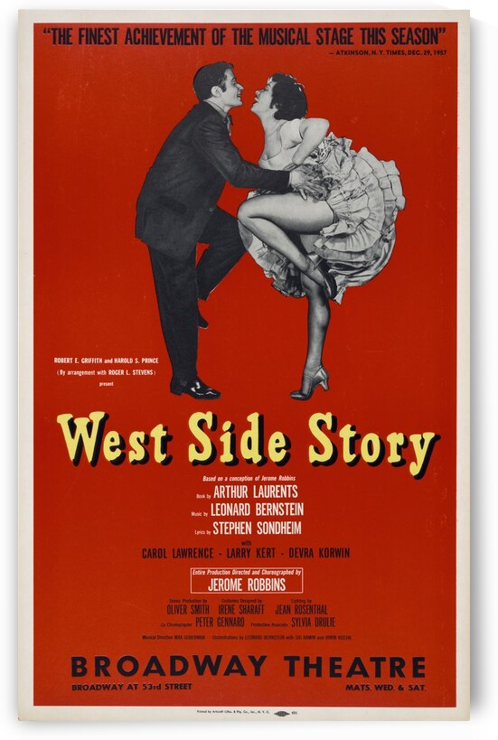West Side Story 1968 Artcraft Lithograph Poster 1905–1970 by IStockHistory com