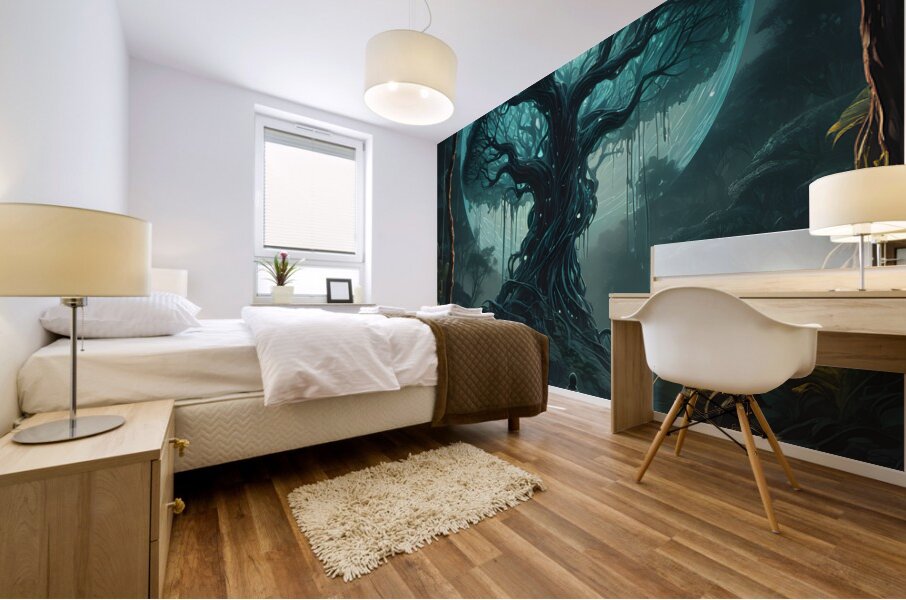 Allien World At Night By ISHISH Mural print