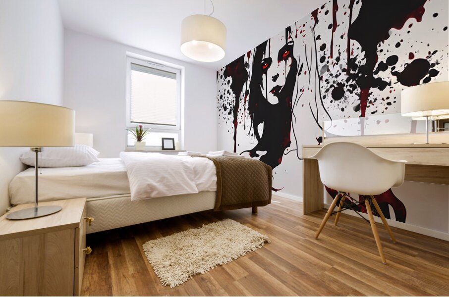 Blood Splashes Across Her Face By ISHISH Mural print