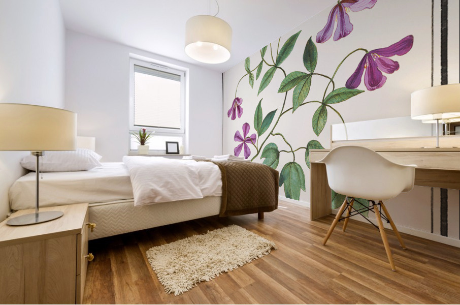 Clematis in vintage style Mural print