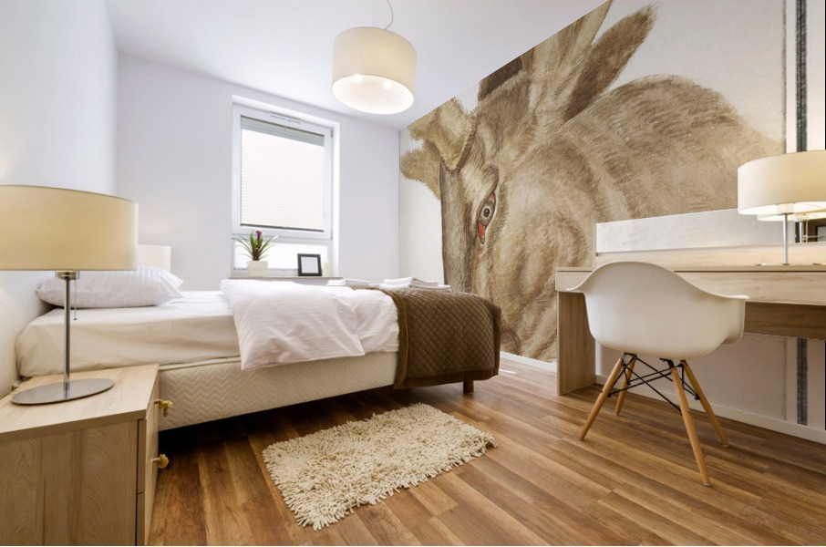 Deer head in vintage style Mural print