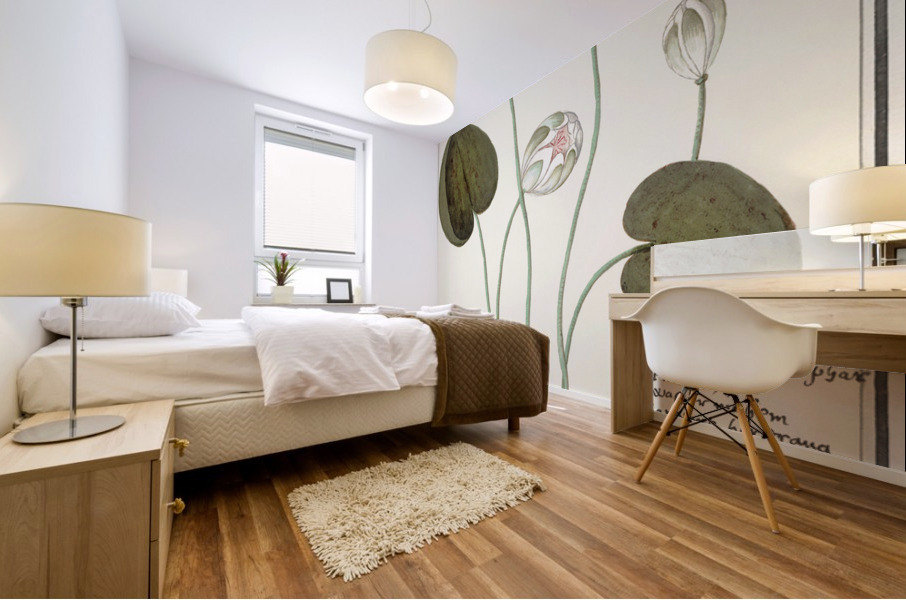 Water lily in vintage style Mural print