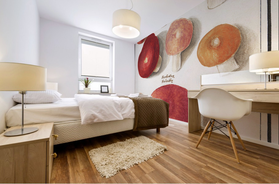 Mushrooms in vintage style Mural print