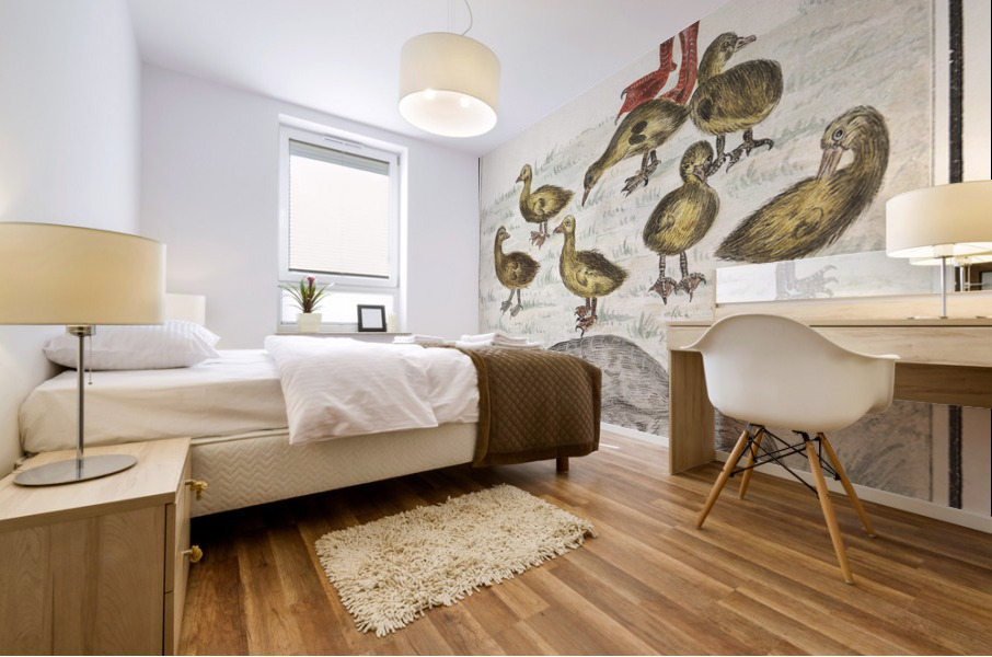 Farm goose in vintage style Mural print