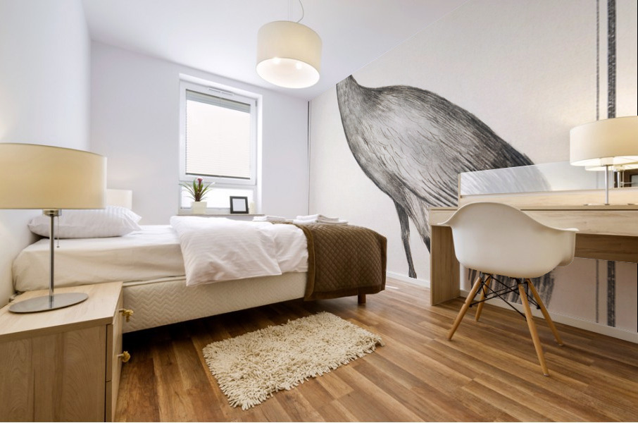 Crane in vintage style Mural print