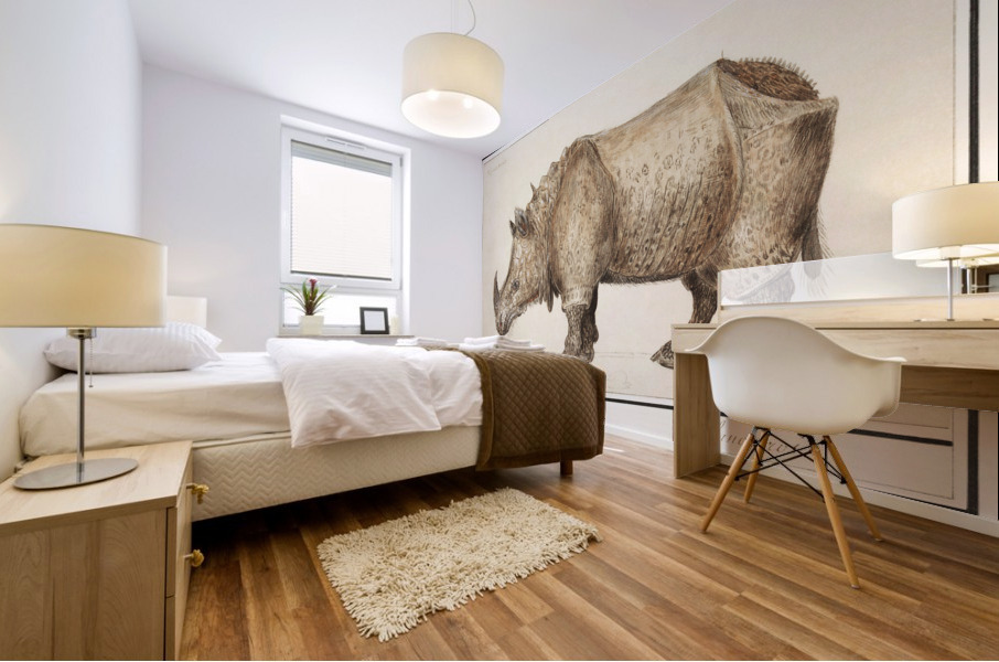 Rhinoceros in vintage style Mural print