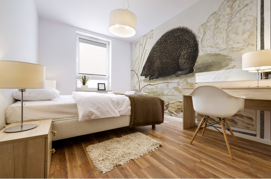 Hedgehog in vintage style Mural print