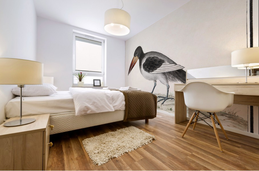 Unknown bird in vintage style Mural print