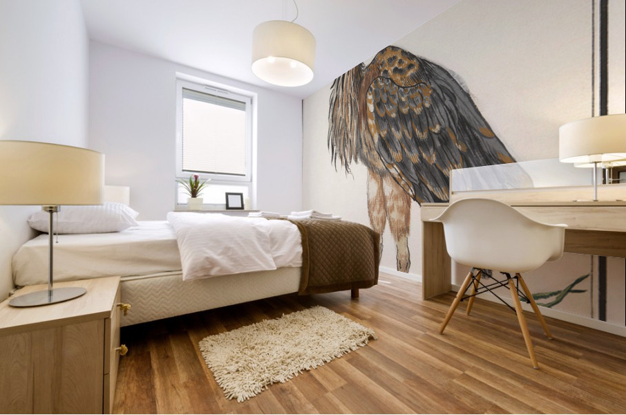 Purple heron in vintage style Mural print