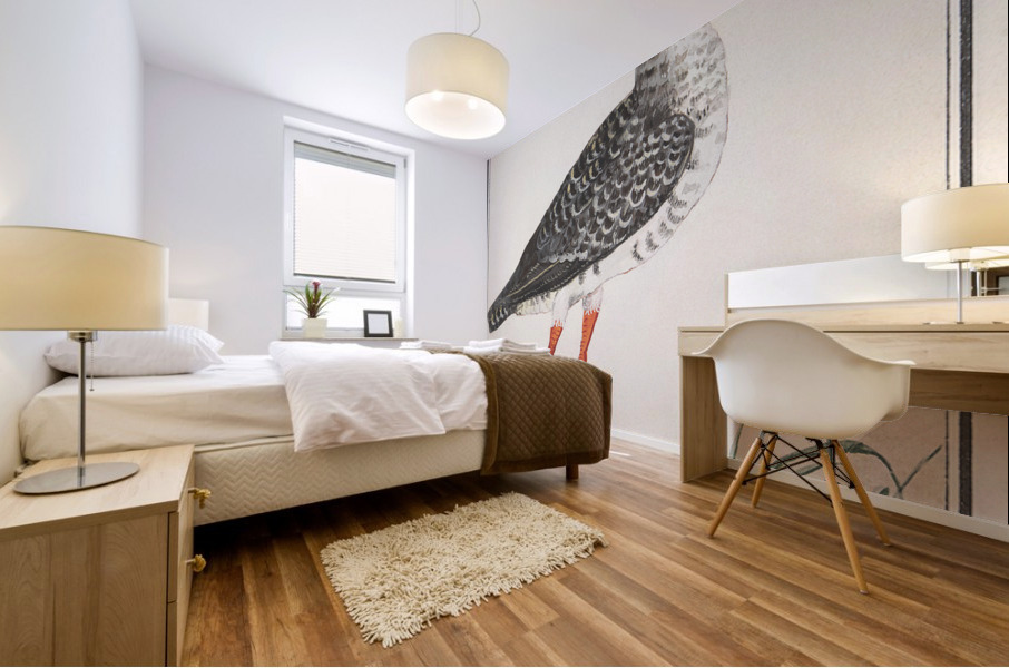 Redshank in vintage style Mural print