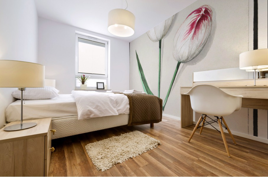 Tulip in vintage style Mural print