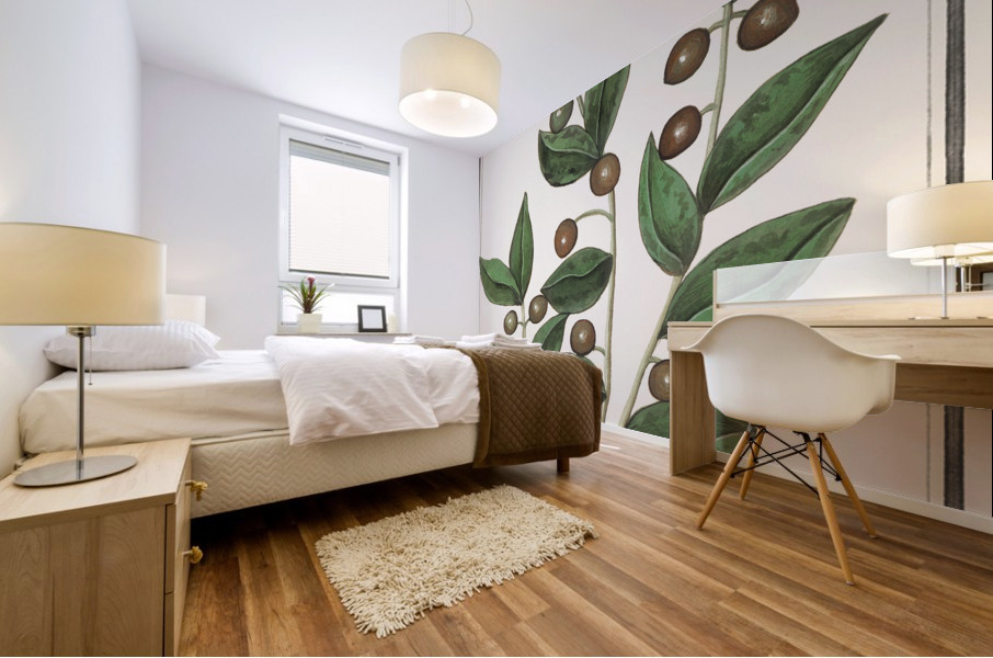 Olive in vintage style Mural print