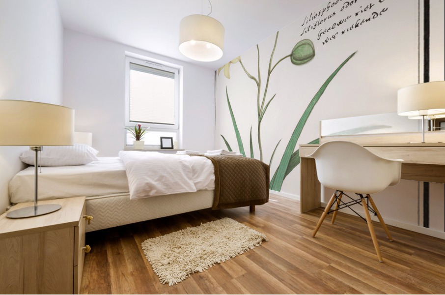 Yellow lily in vintage style Mural print