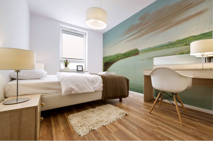 Distant View Of The Mandan Village 1832 Mural print