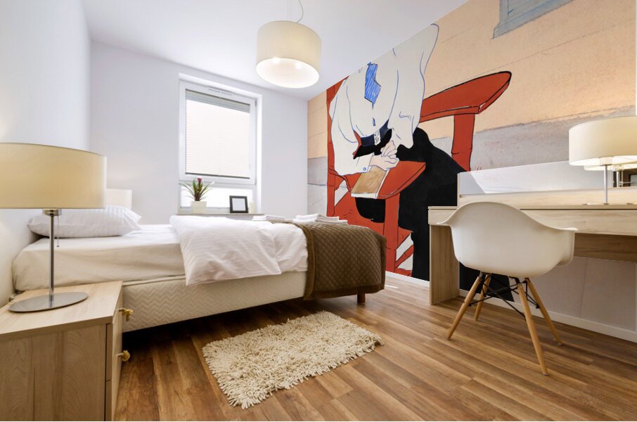 Young Woman Seated in a Red Rocking Chair ca. 1895-1900 by Edward Penfield Mural print