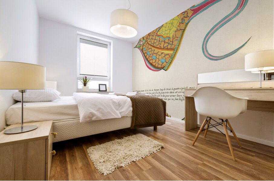 Colourful and surreal illustrations of fishes found in Moluccas Indonesia and the East Indies by Louis Renard 1678 -1746 from Histoire naturelle des plus rares curiositez de la mer des Indes 1754. Mural print