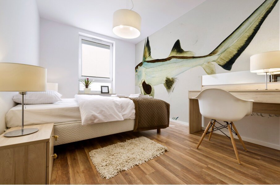 Antique Elephant fish South Pacific Fishes by Frank Edward Clarke 1849-1899.  Mural print