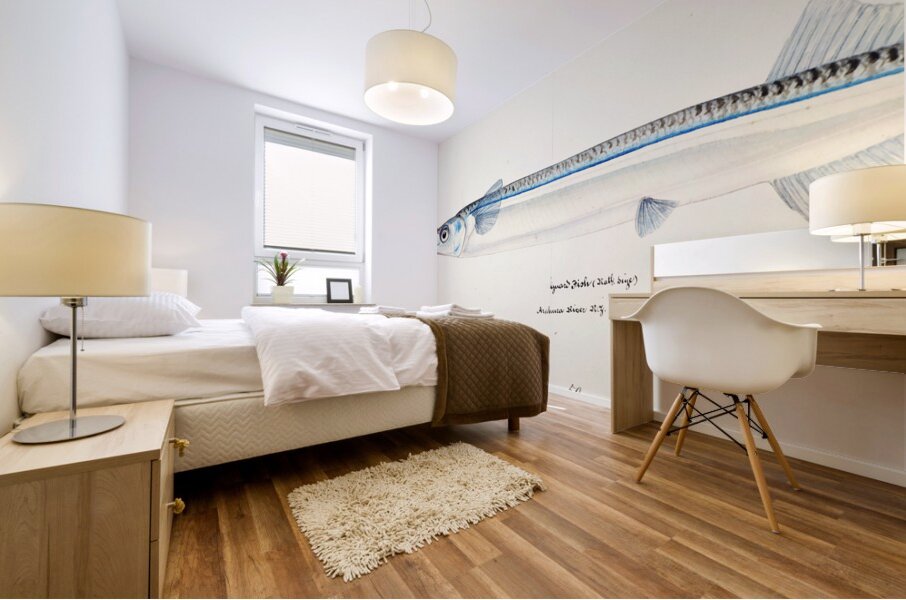 Antique fish Hyporhamphus Melanochir South Pacific Fishes by Frank Edward Clarke 1849-1899.  Mural print