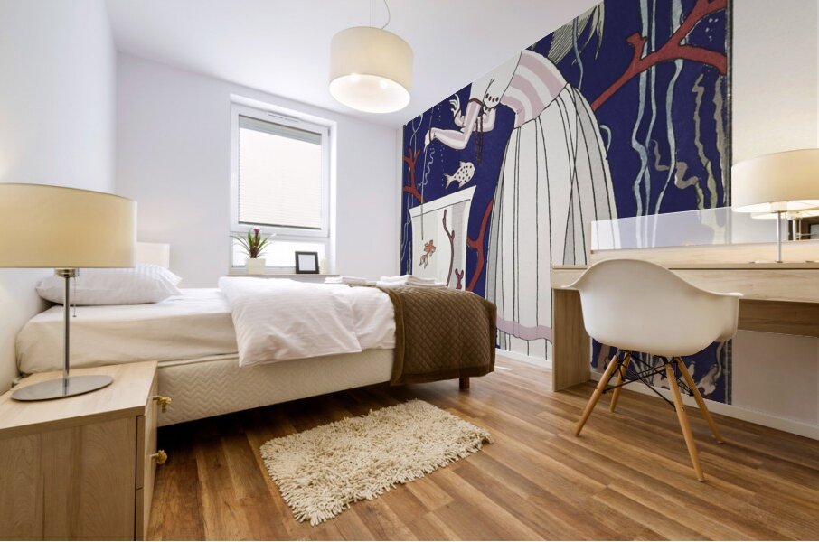 Llétourdissant petit poisson: robe dététeacute 1914 fashion illustration  by George Barbier.  Mural print