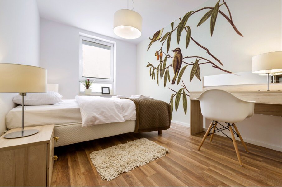 Green-backed Gerygone Gerygone chloronotus illustrated by Elizabeth Gould 1804–1841 for John Gould’s 1804-1881 Birds of Australia  Mural print