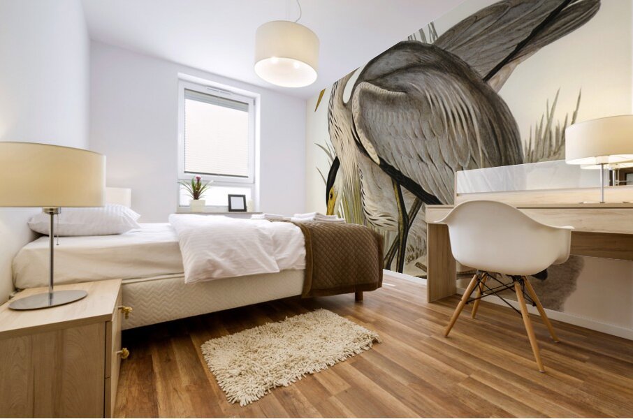 Great Grey Heron Ardea leucophaea illustrated by Elizabeth Gould 1804–1841 for John Gould’s 1804-1881 Birds of Australia  Mural print