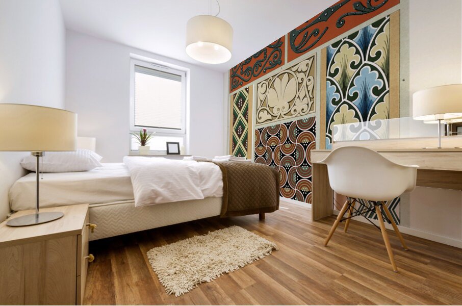 Middle-Ages pattern. 1888 edition Lornement Polychrome by Albert Racine 1825–1893. Mural print