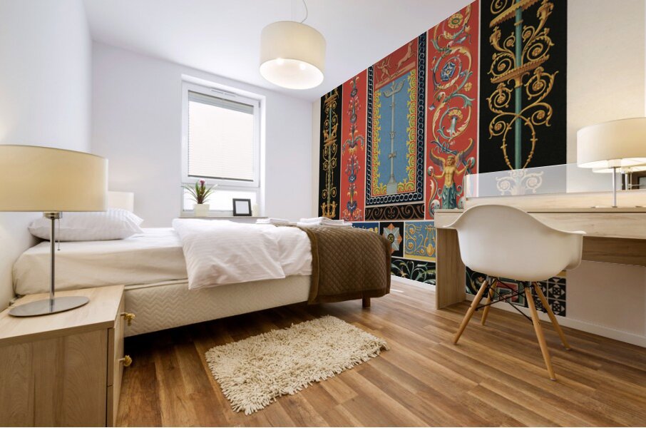 Greek-Roman pattern. 1888 edition Lornement Polychrome by Albert Racine 1825–1893. Mural print