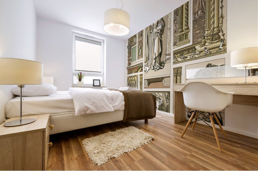 Renaissance pattern. 1888 edition Lornement Polychrome by Albert Racine 1825–1893. Mural print