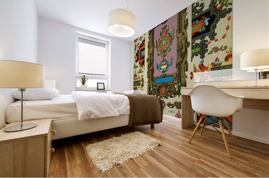 16th and 17th Century pattern. 1888 edition Lornement Polychrome by Albert Racine 1825–1893. Mural print