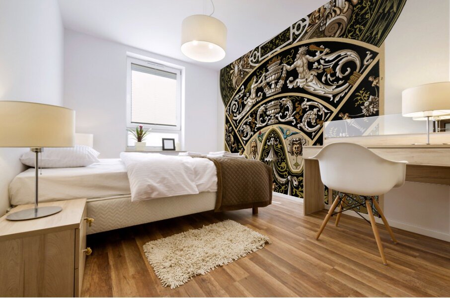 Renaissance pattern. 1888 edition Lornement Polychrome by Albert Racine 1825–1893. Mural print